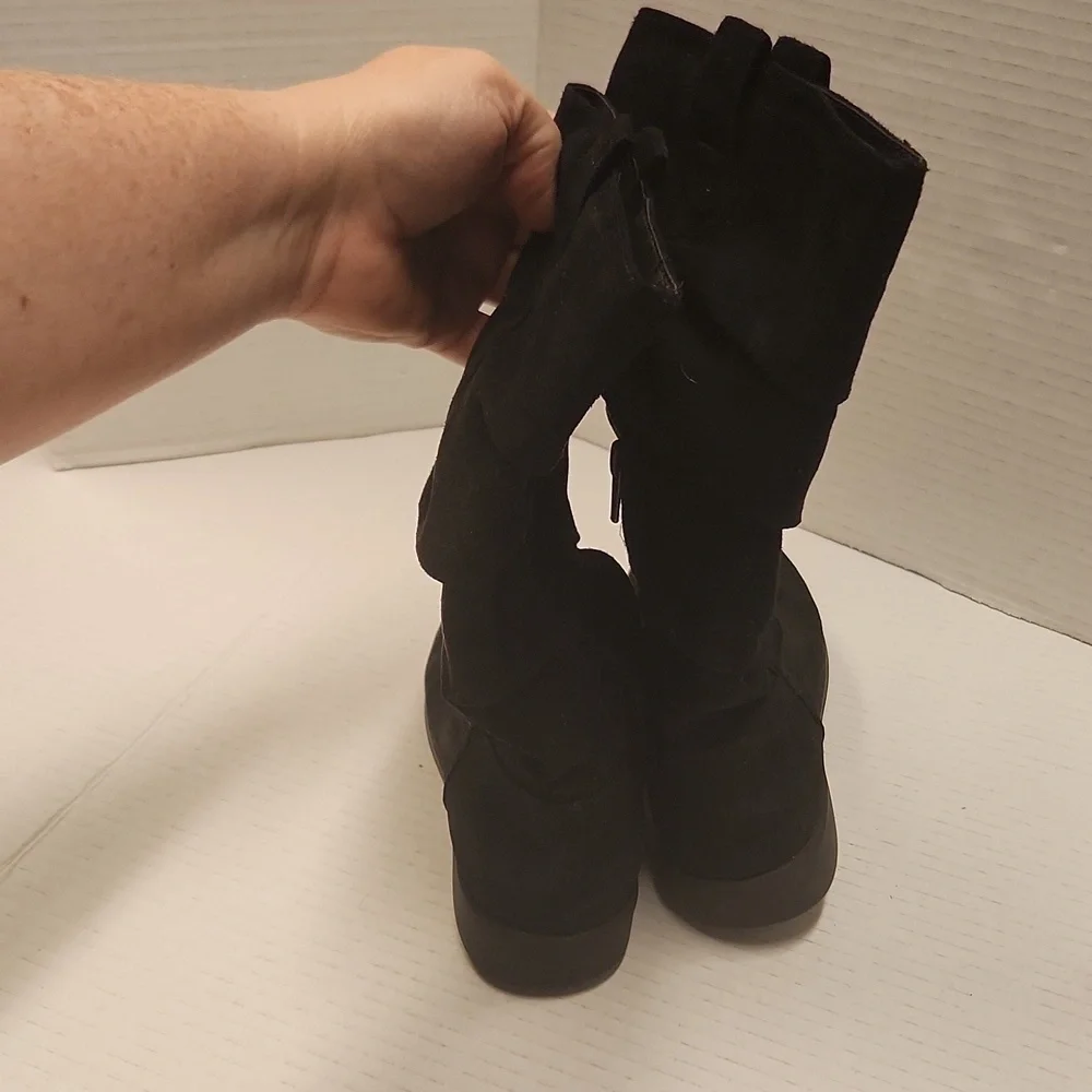 Place Tall Boots Girls Size 1 Black Slouch Faux Suade